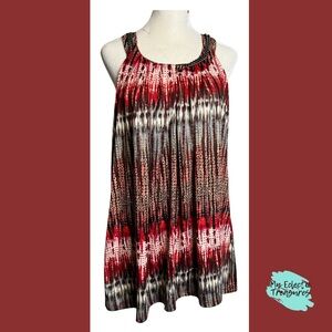 New Directions Multicolored Tiered Sleeveless Blouse with Metal Chain Detail 1X